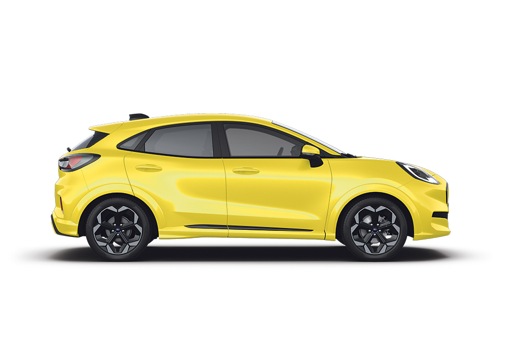  En gul elektrisk Ford Puma