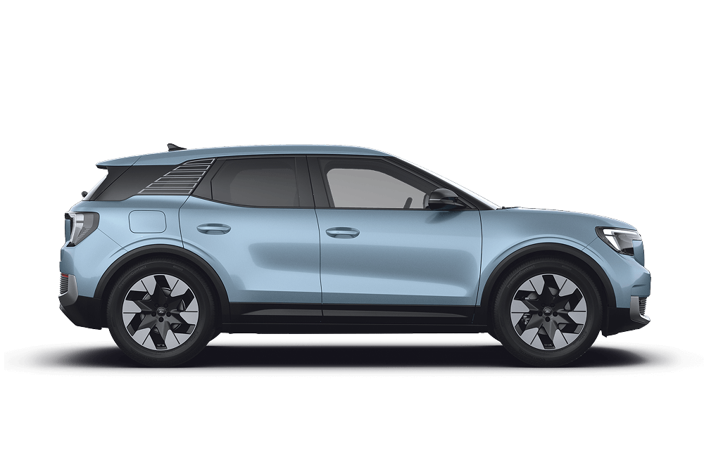 En lyseblå Ford Explorer sett fra siden, en del av Ford SUV-utvalget